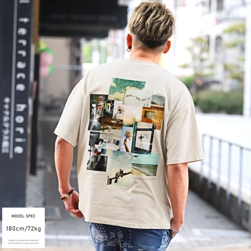 Tシャツ メンズ トップス 韓国 韓国系 ストリート コラージュ ロゴ