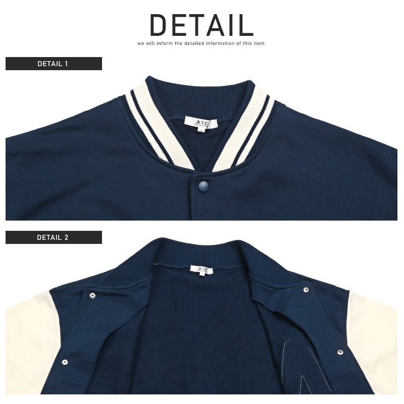 スタジャンメンズ半袖アウターサガラ刺繍ワッペンロゴ【T/Cミニ裏毛ワッペン半袖スタジャン】カットスタジャン英字ルーズゆったりカジュアルアメカジストリート春夏ビター系BITTER 10