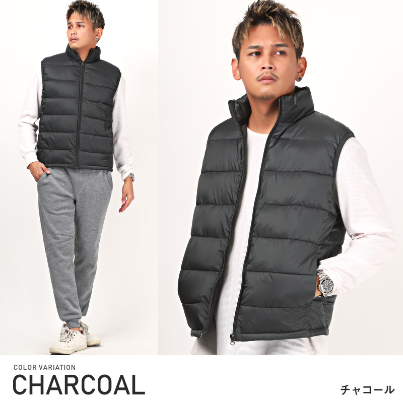 中綿ベスト メンズ アウター ダウンタッチ 高密度 ナイロン 暖か スタンドカラー |  | 03