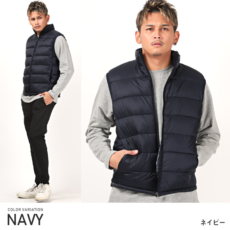 中綿ベスト メンズ アウター ダウンタッチ 高密度 ナイロン 暖か スタンドカラー |  | 02