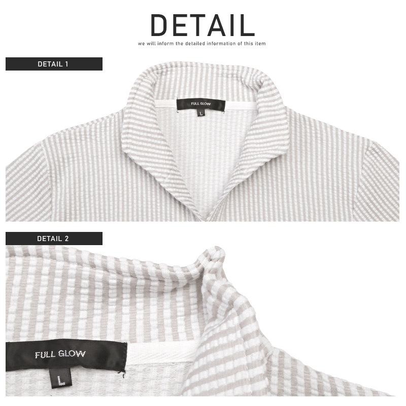 ポロシャツ メンズ 5分袖 五分袖 トップス シアサッカー イタリアンカラー ストライプ柄 無地 春夏 |  | 13