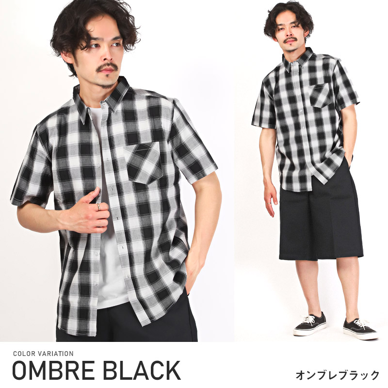 半袖シャツ メンズ トップス チェック柄 総柄 レギュラーカラー