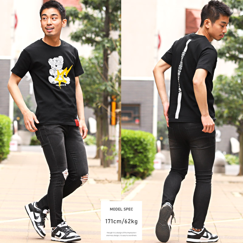 Tシャツ メンズ 半袖 トップス クマ プリント ロゴ ベア 半袖Tシャツ