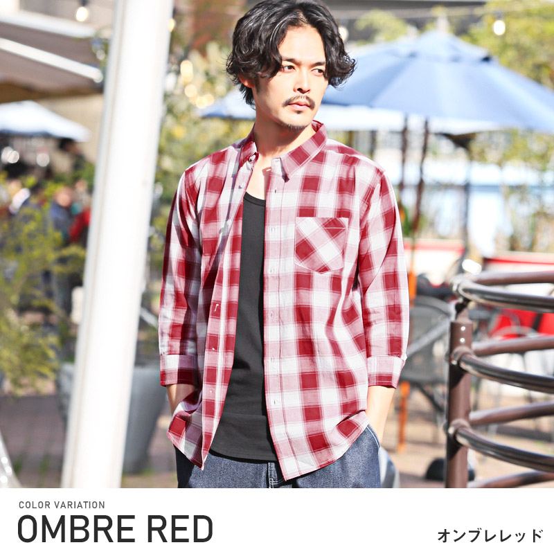 7分袖シャツ メンズ トップス チェックシャツ 七分袖 チェック柄 レギュラ―カラー アメカジ |  | 05