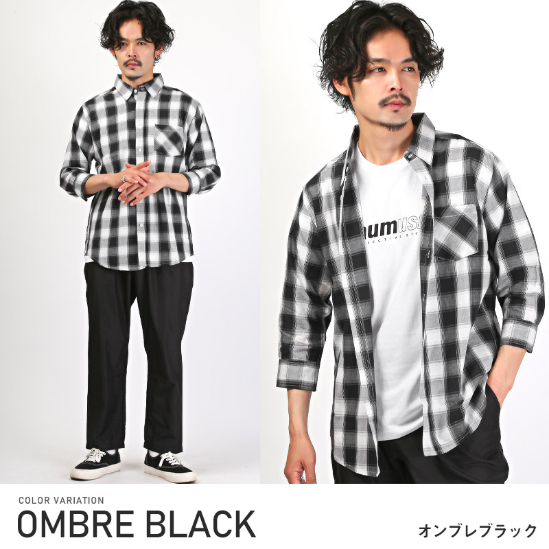 7分袖シャツ メンズ トップス チェックシャツ 七分袖 チェック柄 レギュラ―カラー アメカジ |  | 03