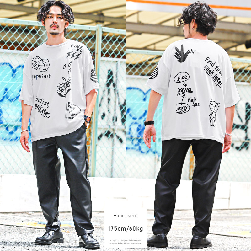 ArguECulturEストリート 金属感zip ロゴ ゆる 半袖Tシャツ大人気 Tシャツ メンズ 半袖 トップス 落書き風 プリント ロゴ イラスト