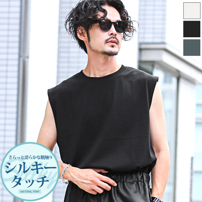 タインダブルプッシュ ノースリーブTシャツ ブラック メンズ>トップス>Tシャツ>ノースリーブ - underbar