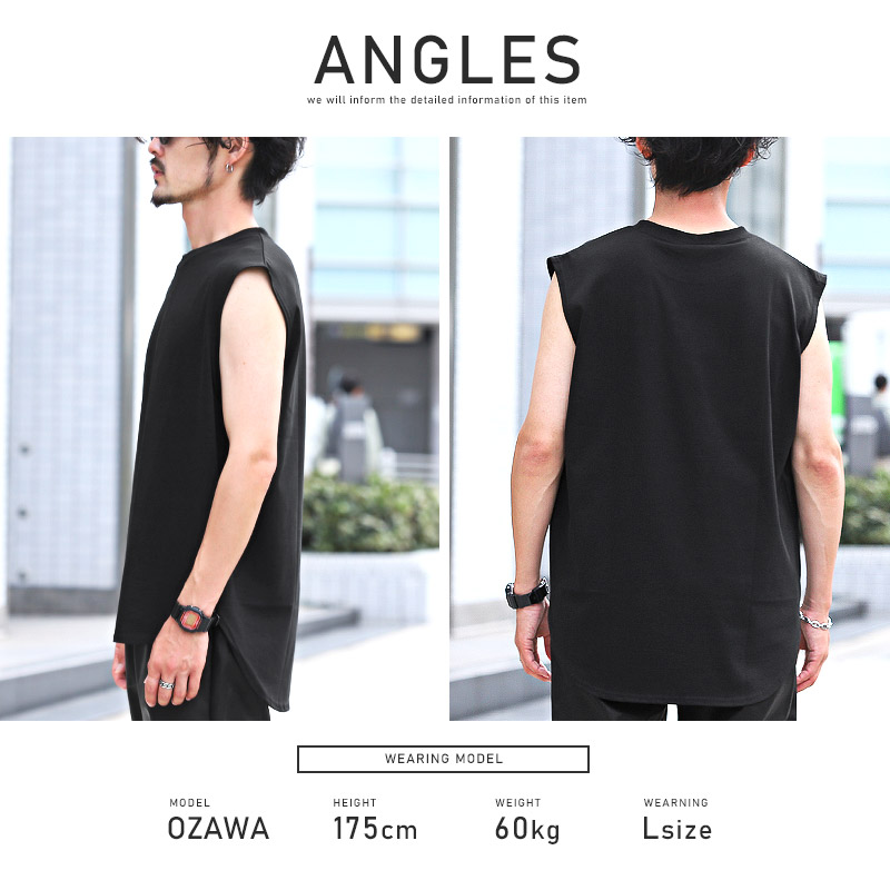 ノースリーブ Tシャツ メンズ トップス クルーネック シルクタッチ