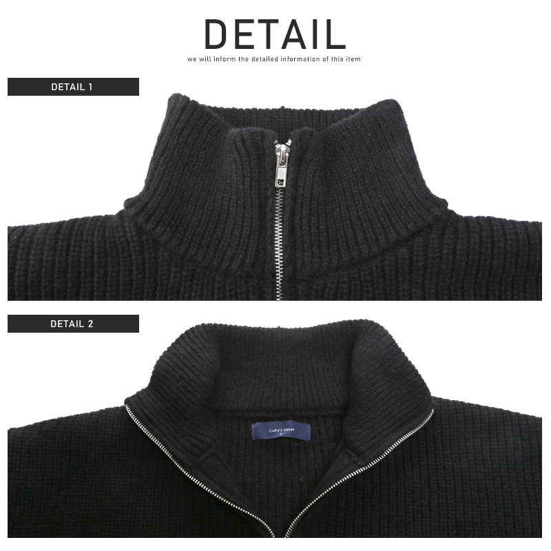 ニット メンズ トップス セーター 畦編み ビッグシルエット ハーフ