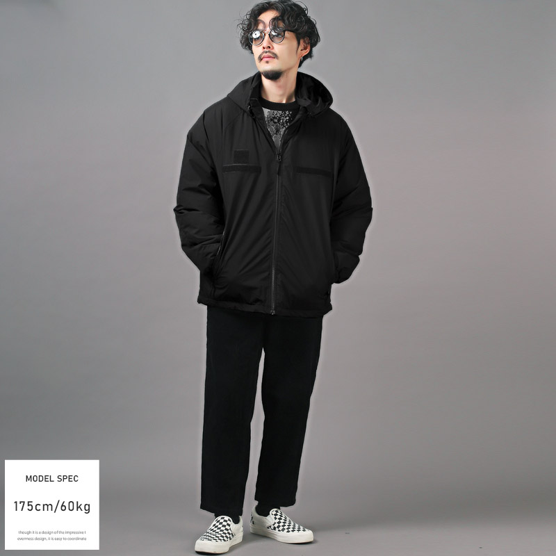中綿ジャケット メンズ アウター スタンドカラー フード 防風 撥水