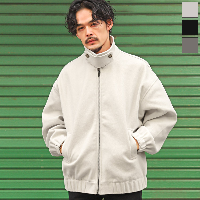 ジップブルゾン メンズ アウター ウールライク スイングトップ