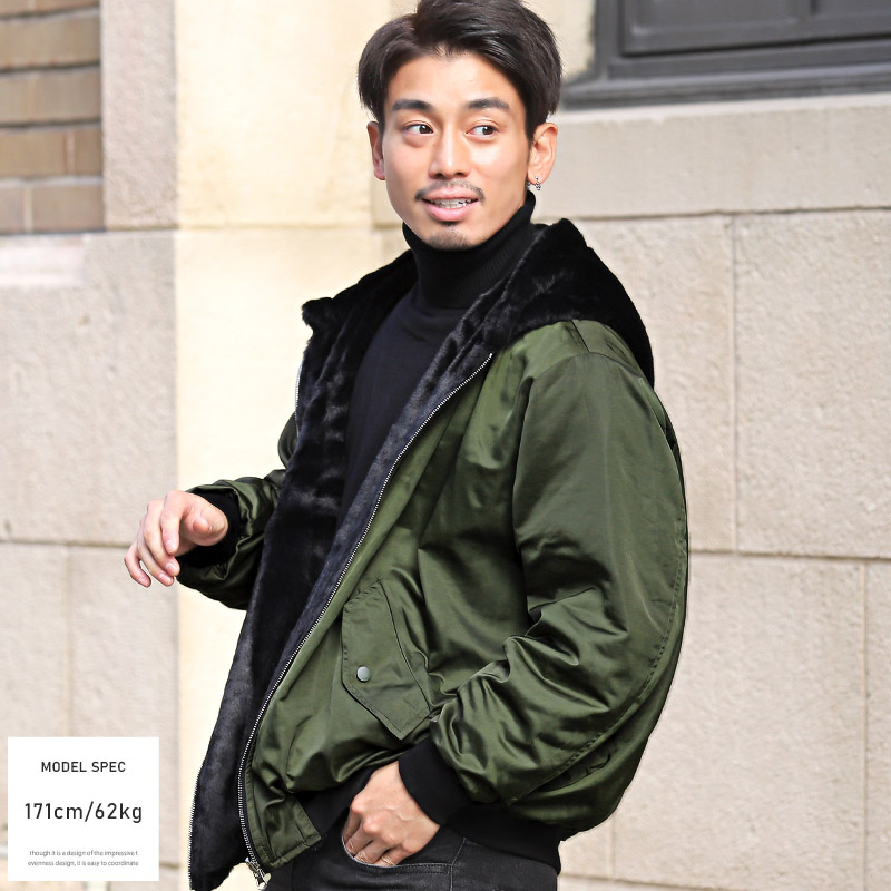 ファーブルゾン メンズ アウター フェイクファー 2WAY リバーシブル