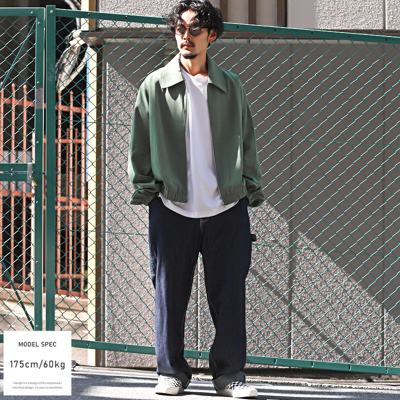 ジャケット メンズ アウター ジップブルゾン 無地 ビッグ