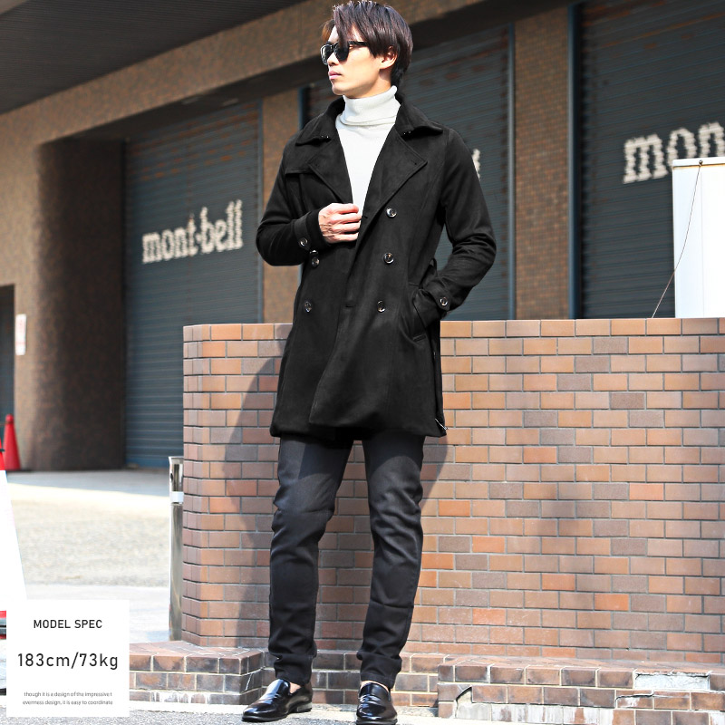 トレンチコート メンズ フェイクスエード 起毛 ロング丈 アウター 無地 キレイめ 春秋 |  | 05