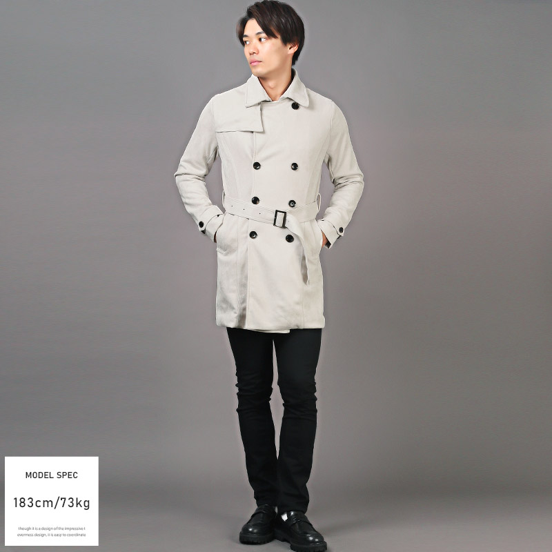 トレンチコート メンズ フェイクスエード 起毛 ロング丈 アウター 無地 キレイめ 春秋 |  | 07