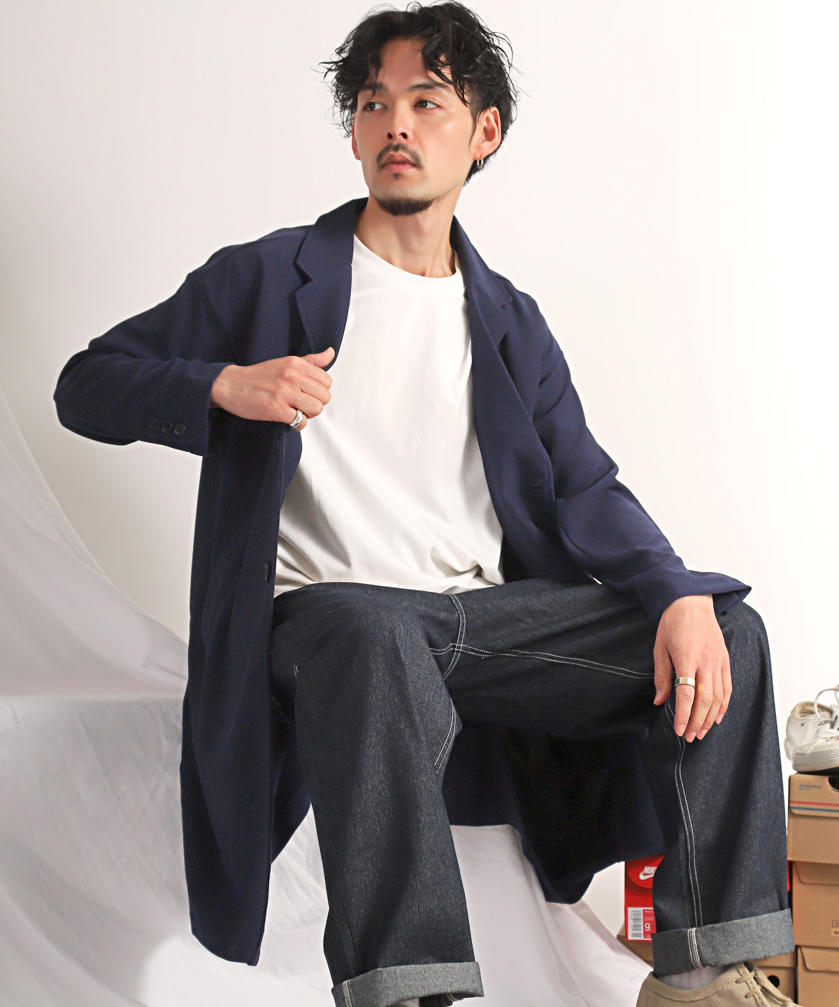 チェスターコート メンズ アウター ロング丈 コート ルーズシルエット 梨地 無地 薄手 |  | 10