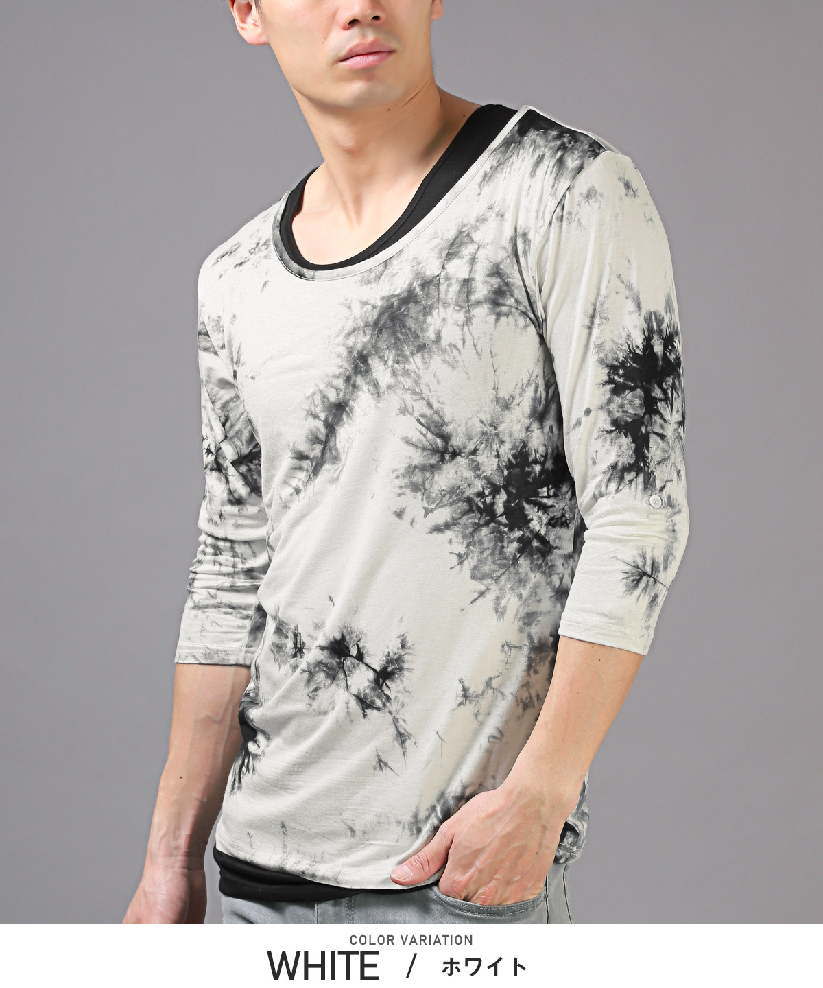 7分袖Tシャツ タンクトップ メンズ トップス アンサンブル 春 夏 秋 タイダイ 2点セット |  | 05