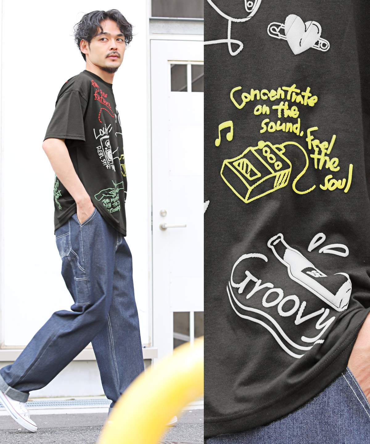 Tシャツ 半袖 メンズ トップス プリント グラフィティ アート