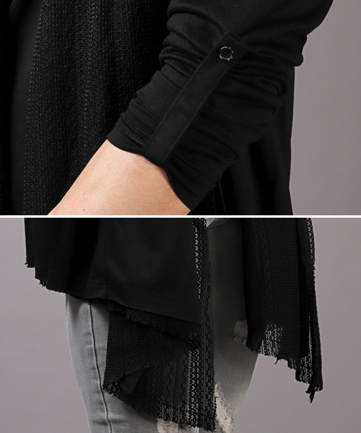 カーディガン メンズ トップス ロング丈 レース 春 夏 秋 レイヤード ショール 無地 |  | 07