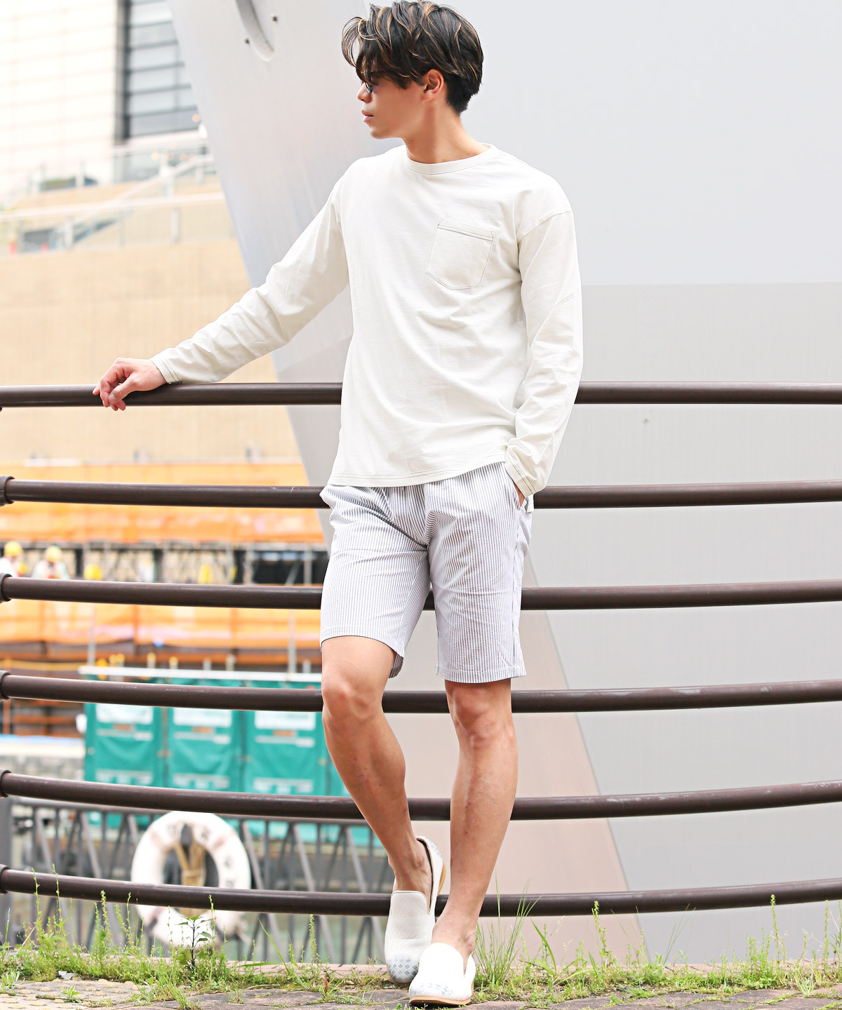 ロンT 長袖 Tシャツ メンズ トップス 無地 ビッグシルエット 胸ポケット ステッチ ルーズ |  | 07