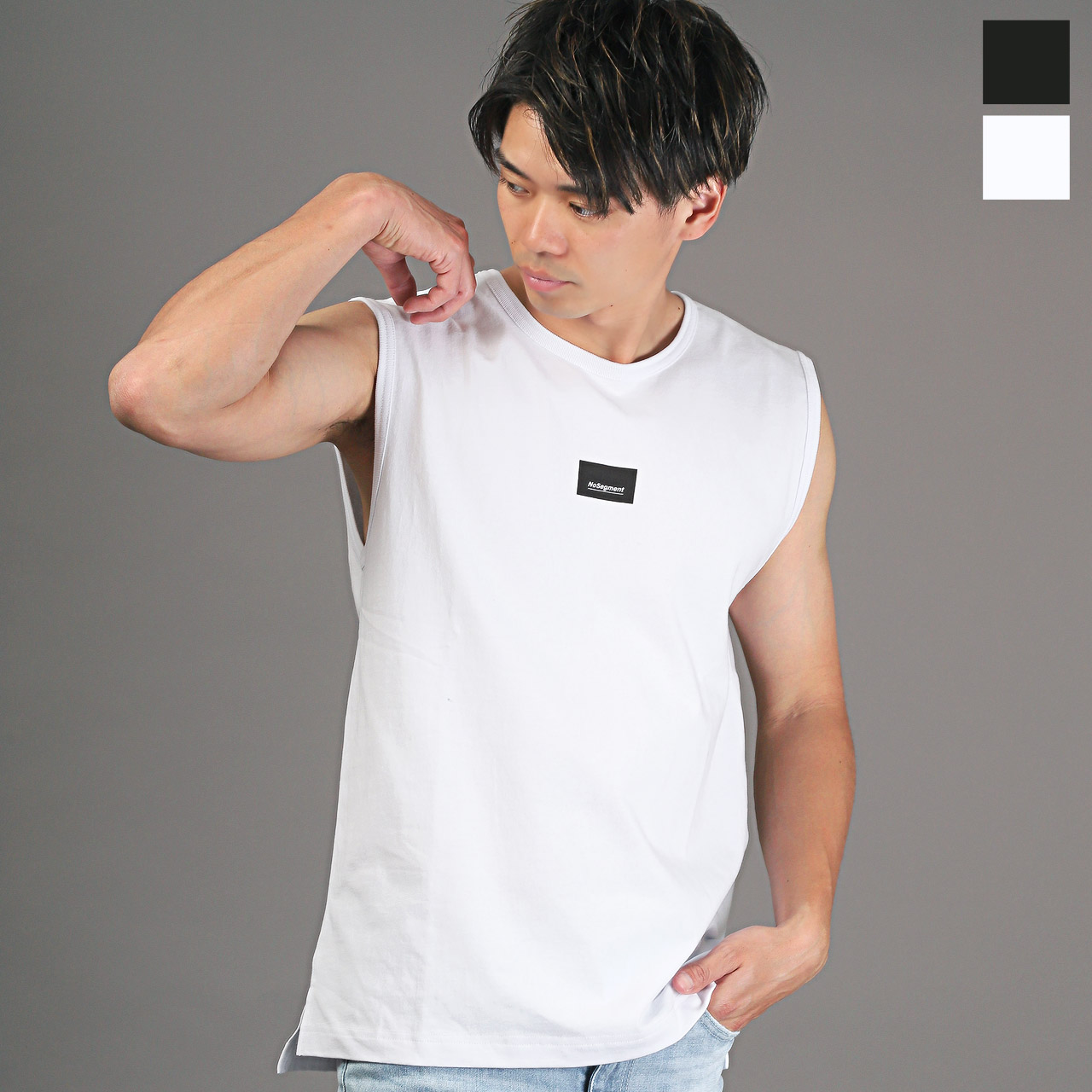 TRAP/U ノースリーブ Tシャツ メンズ トップス タンクトップ ボックスロゴ プリント 天竺 夏 | 