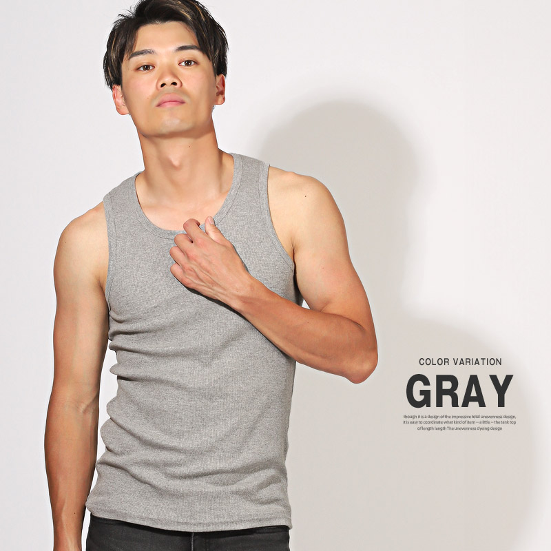 タンクトップ メンズ トップス 無地 テレコ ノースリーブ インナー リブ タイト 透け防止 シンプル 白 黒 グレー M L XL aa-3183 |  | 03