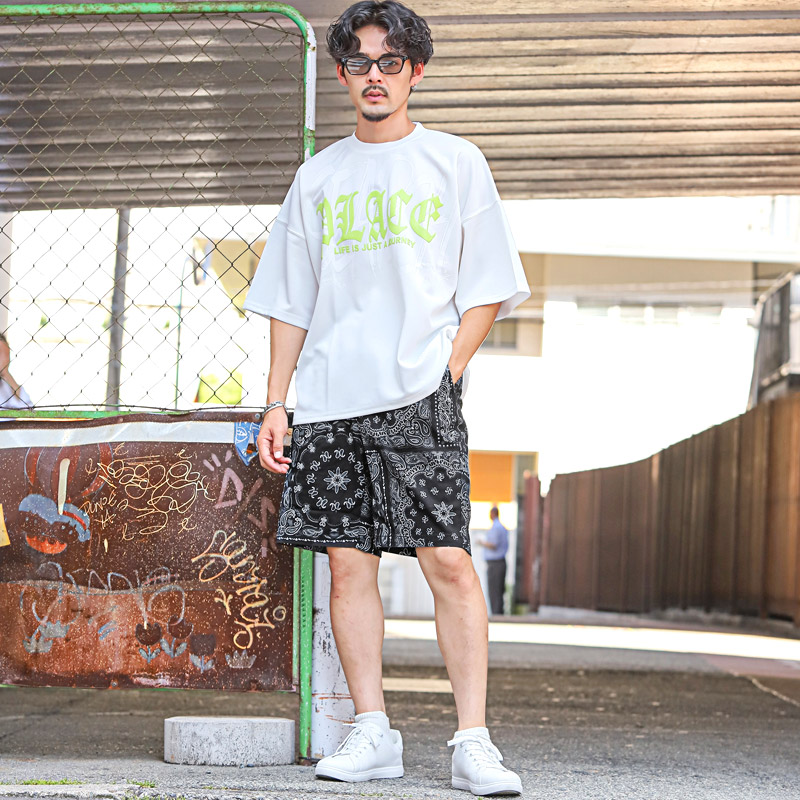 ショートパンツ メンズ ハーフパンツ ボトムス ペイズリー バンダナ柄