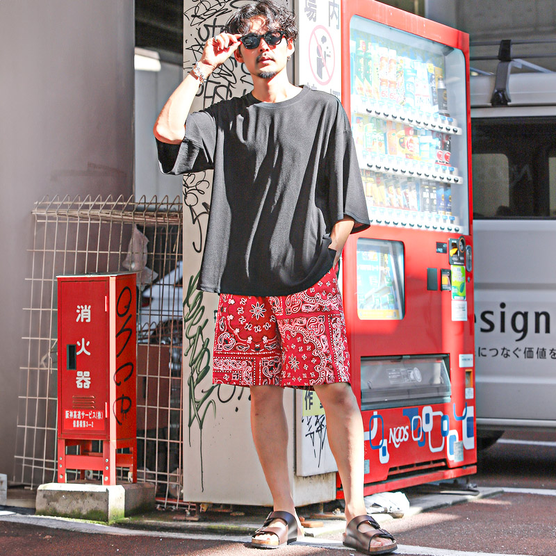 ショートパンツ メンズ ハーフパンツ ボトムス ペイズリー バンダナ柄