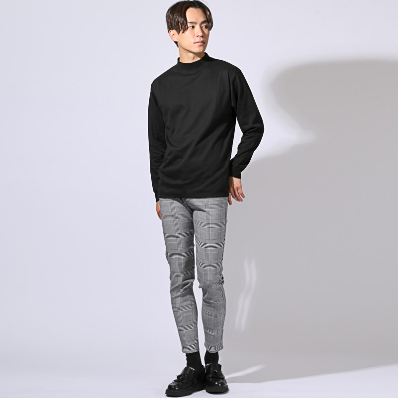 長袖 モックネック トップス ロンT メンズ レディース Tシャツ カットソー インナー 白 黒 ホワイト ブラック M L aa-3370 |  | 08