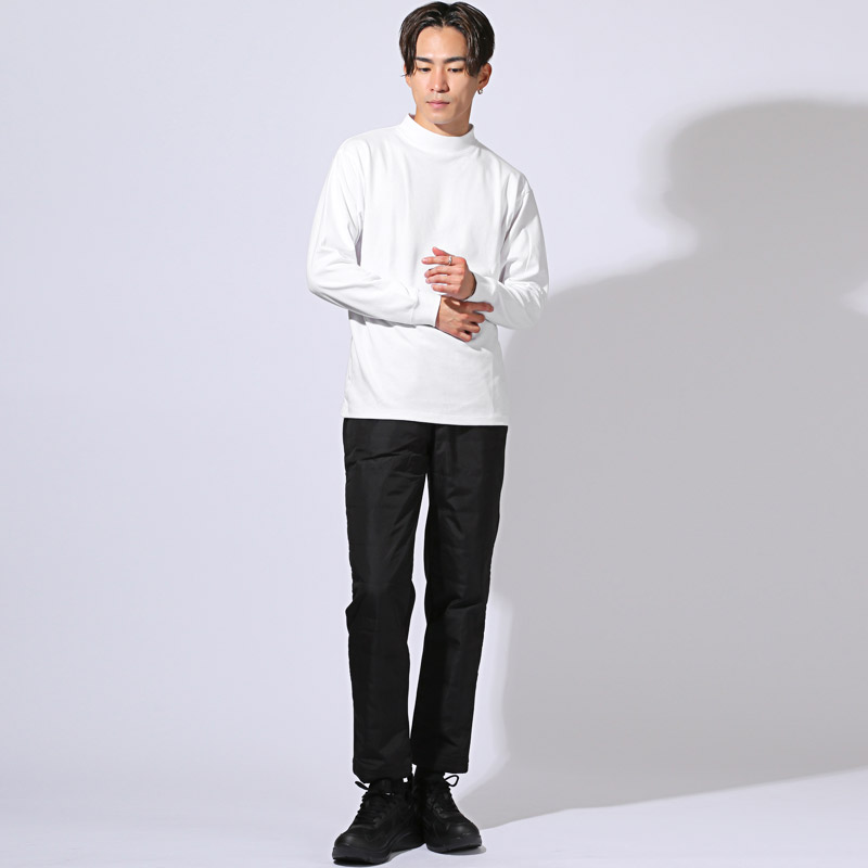 長袖 モックネック トップス ロンT メンズ レディース Tシャツ カットソー インナー 白 黒 ホワイト ブラック M L aa-3370 |  | 07