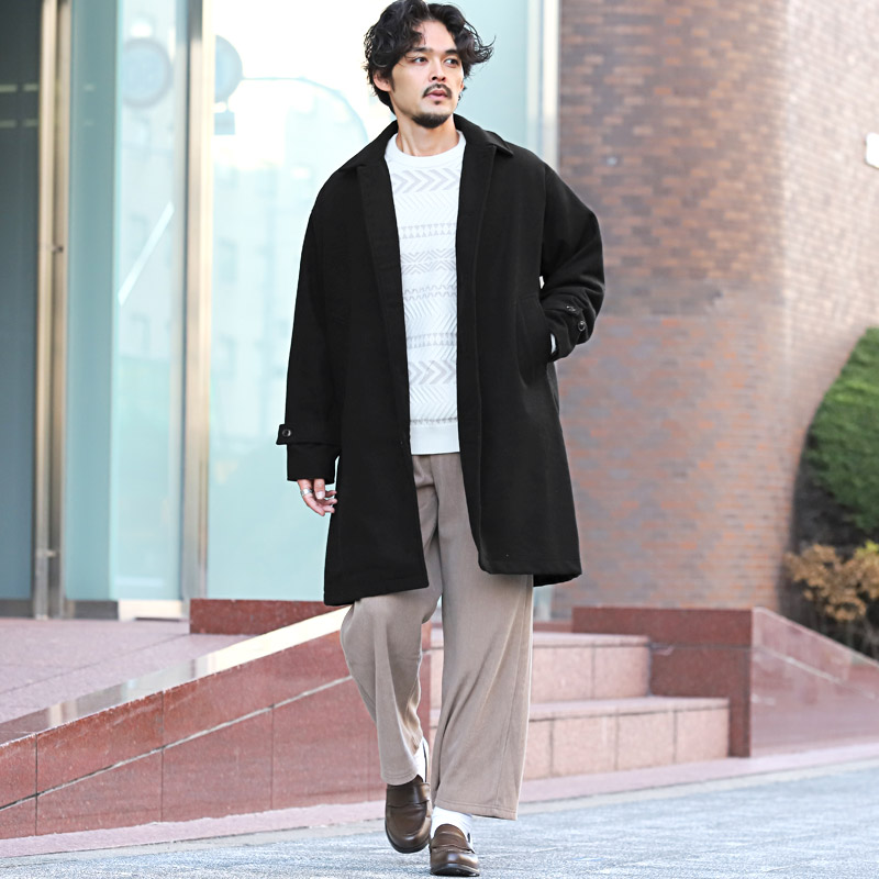 ロング丈 メルトンウール ステンカラーコート メンズ レディース ウール混 アウター ロングコート 秋 冬 防寒 aa-3391 |  | 03