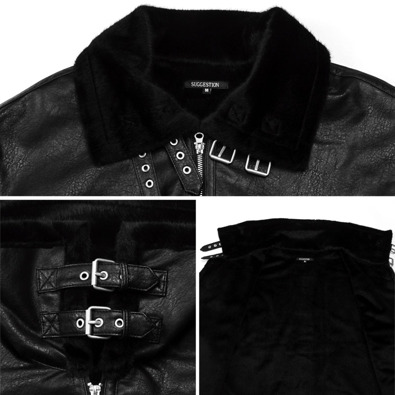 ファージャケット PUレザー B-3ジャケット ムートンジャケット メンズ