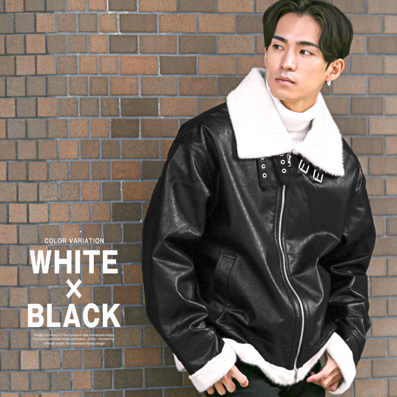 ファージャケット PUレザー B-3ジャケット ムートンジャケット メンズ