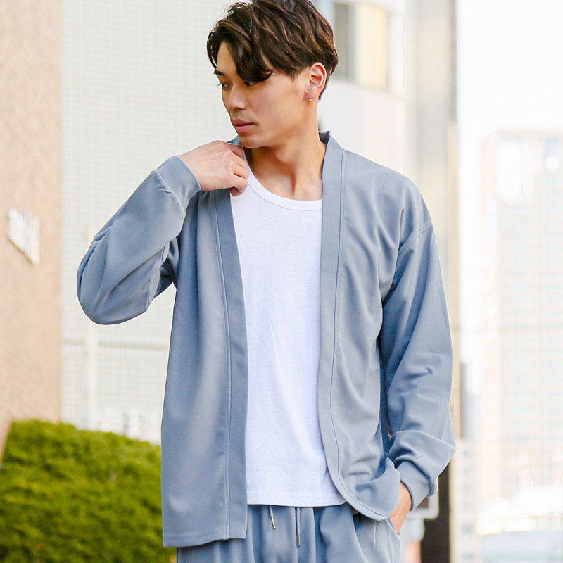 【ボトムス別売り】長袖 ミドル丈 大きいサイズ カーディガン メンズ 梨地 吸水 速乾 ドライ UVカット aa-3443 |  | 03