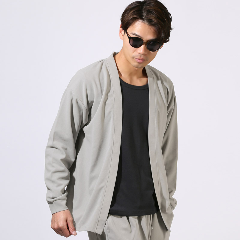 【ボトムス別売り】長袖 ミドル丈 大きいサイズ カーディガン メンズ 梨地 吸水 速乾 ドライ UVカット aa-3443 |  | 02