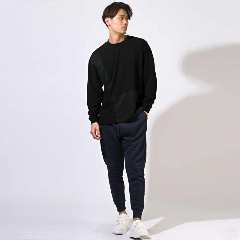 カットソー ロングスリーブ ゆったり 大きいサイズ ロンT メンズ 長袖 Tシャツ トップス 梨地 切替 吸水 速乾 ドライ aa-3445 |  | 08