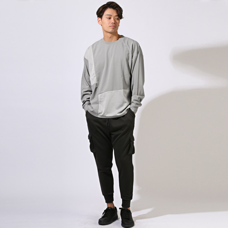 カットソー ロングスリーブ ゆったり 大きいサイズ ロンT メンズ 長袖 Tシャツ トップス 梨地 切替 吸水 速乾 ドライ aa-3445 |  | 09