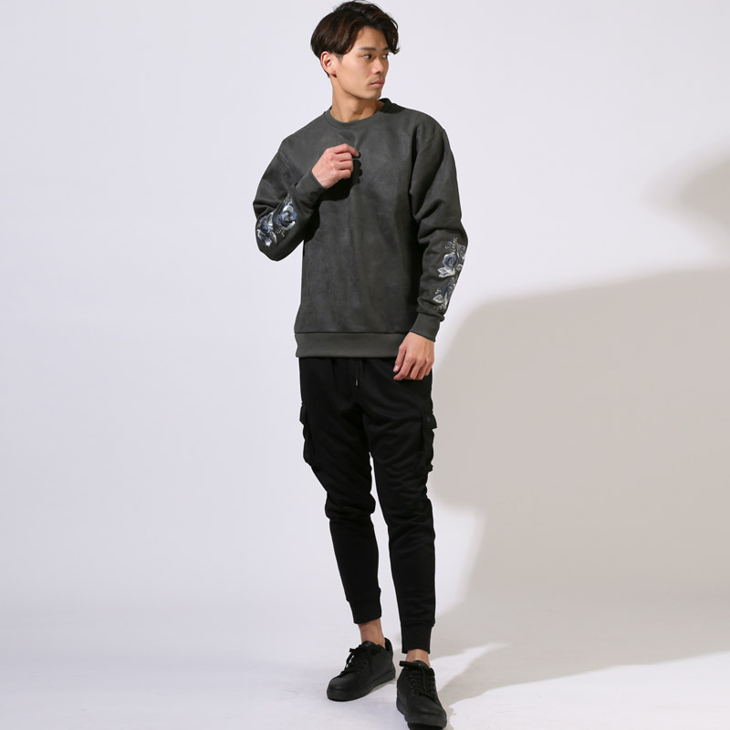 スエット メンズ スエード 薔薇 バラ トレーナー スウェット プルオーバー 刺繍 ゆったり オーバーサイズ ドロップショルダー aa-3487 |  | 08