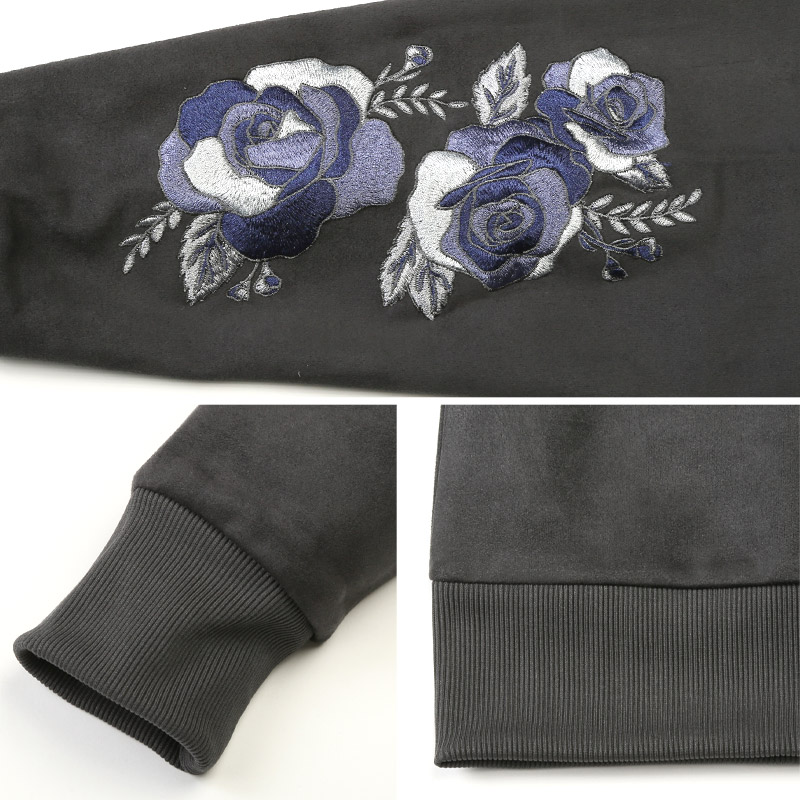 スエット メンズ スエード 薔薇 バラ トレーナー スウェット プルオーバー 刺繍 ゆったり オーバーサイズ ドロップショルダー aa-3487 |  | 11