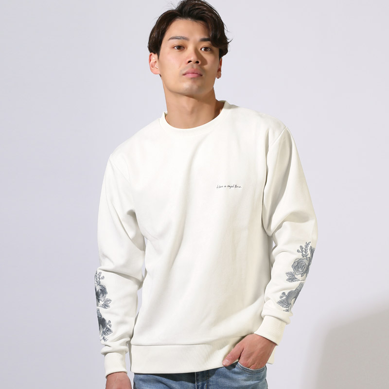 スエット メンズ スエード 薔薇 バラ トレーナー スウェット プルオーバー 刺繍 ゆったり オーバーサイズ ドロップショルダー aa-3487 |  | 01