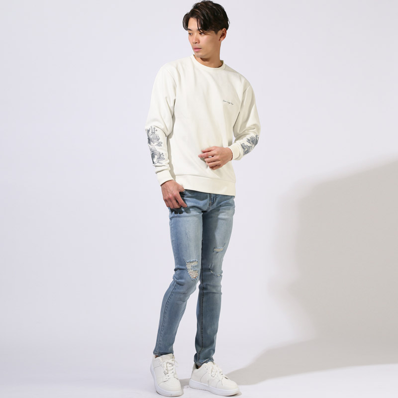 スエット メンズ スエード 薔薇 バラ トレーナー スウェット プルオーバー 刺繍 ゆったり オーバーサイズ ドロップショルダー aa-3487 |  | 07