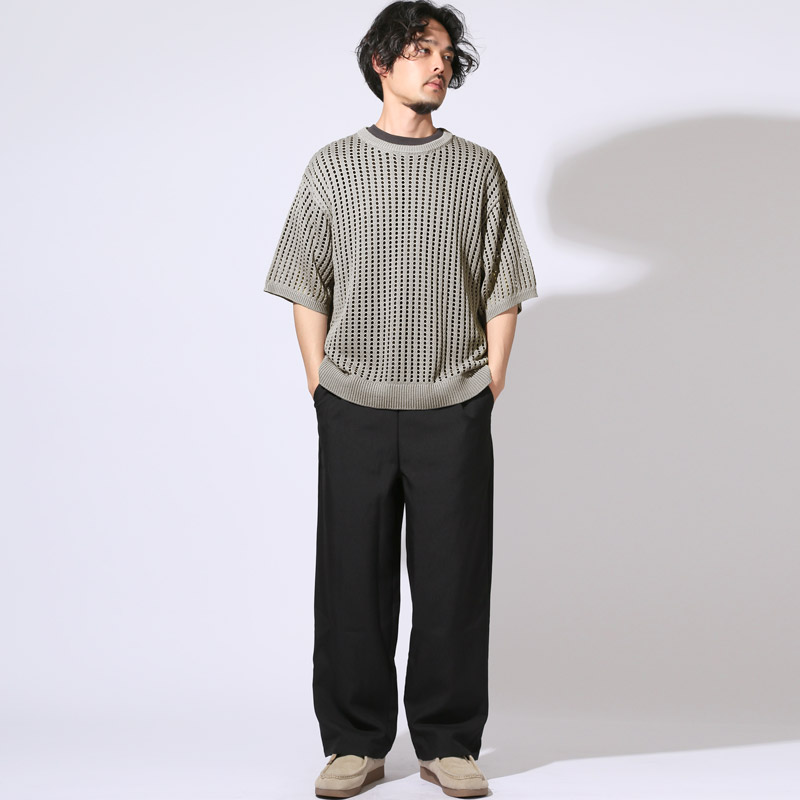 ニット セーター レイヤード メンズ メッシュ Tシャツ 半袖 重ね着