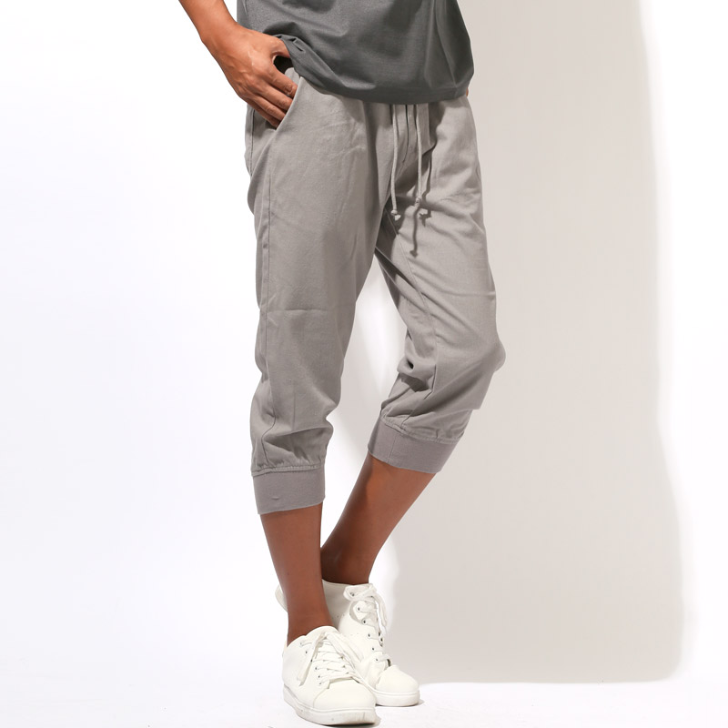 クロップドパンツ・ジョガーパンツ・イージーパンツ・メンズ・7分丈・膝下丈・リネン・麻・涼しい・無地・裾リブ・コットンリネン・綿麻・ウエストゴム・シンプル・ナチュラル・おしゃれ・カジュアル・リラックス・爽やか・ビター系 8