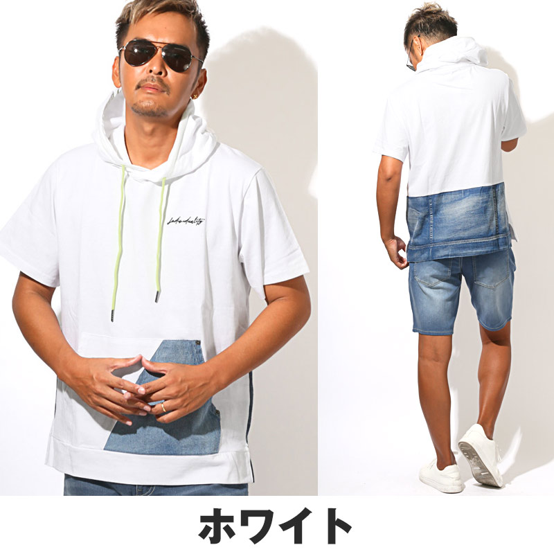 半袖パーカー フーディ フード付き Tシャツ 半袖 メンズ 半袖Tシャツ 蛍光色 ネオンカラー 差し色 刺繍 aa-3571 |  | 08