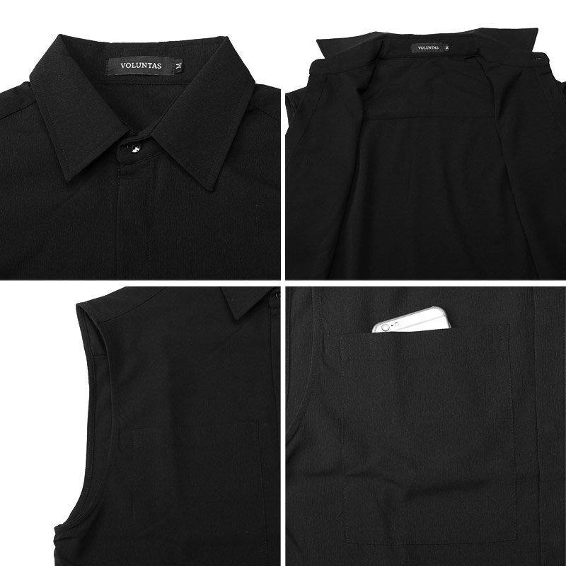 メンズ レディース ユニセックス シャツ ノースリーブ ノースリーブシャツ 楊柳 シボ aa-3585 |  | 10