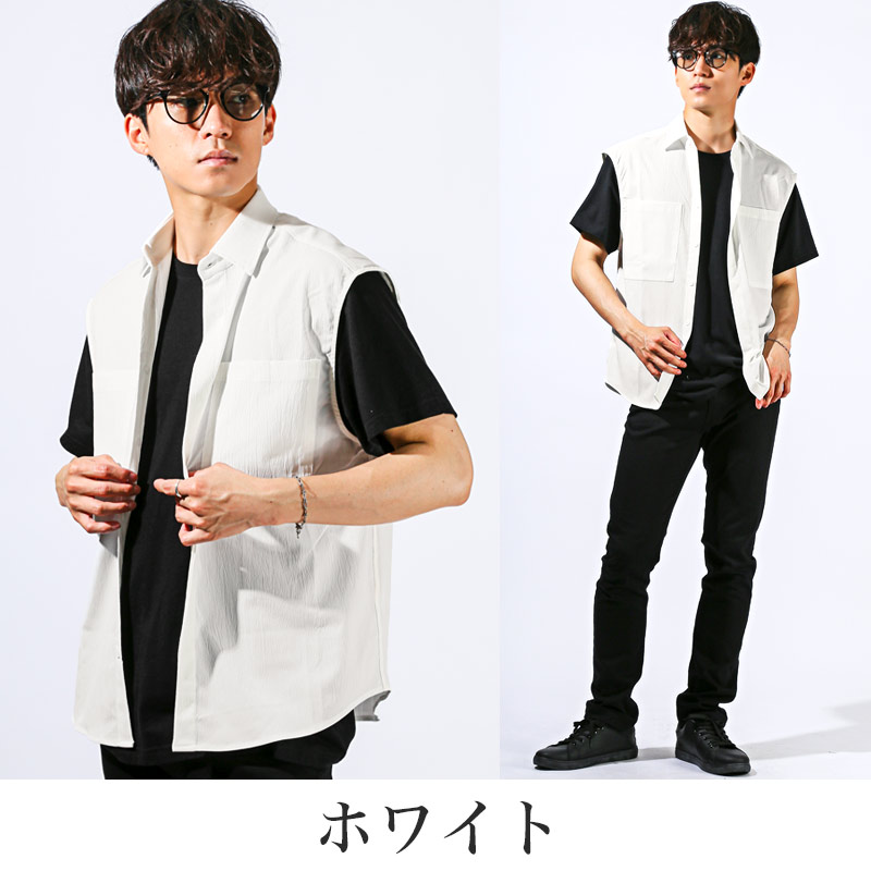 メンズ レディース ユニセックス シャツ ノースリーブ ノースリーブシャツ 楊柳 シボ aa-3585 |  | 07