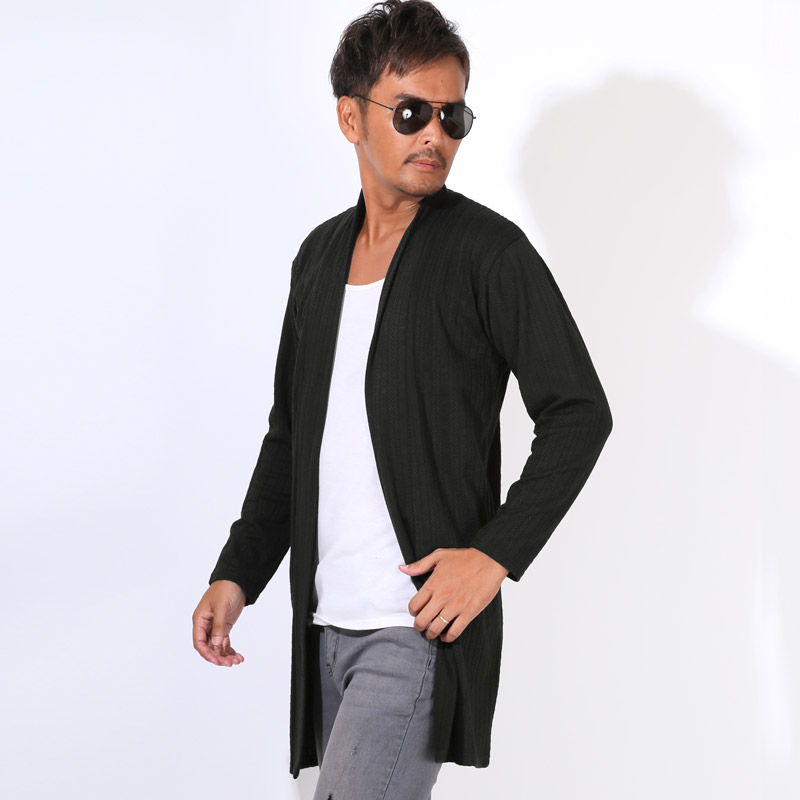 メンズ ボタンレス オープンカーディガン カーディガン ショールガウン ガウン ニットソー aa-3671 |  | 02