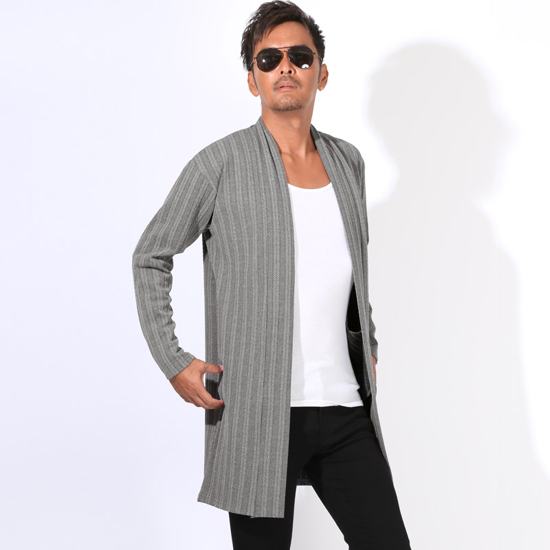 メンズ ボタンレス オープンカーディガン カーディガン ショールガウン ガウン ニットソー aa-3671 |  | 01