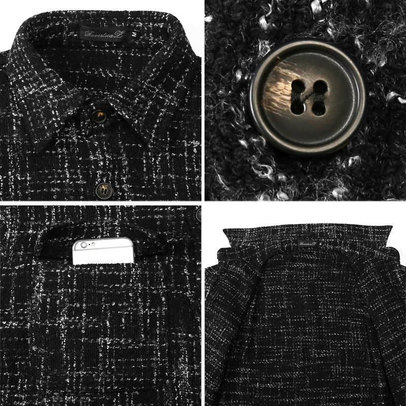 シャツジャケット 長袖シャツ ツイード ジャケット メンズ レディース ポリエステル レギュラーカラー aa-3697 |  | 10