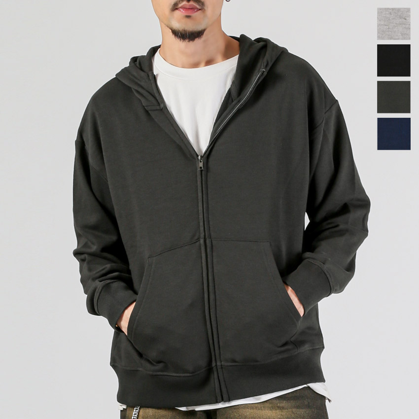メンズ 長袖 裏毛 スウェット パーカー フーディ ジップアップパーカー 大きいサイズ 無地 ゆったり aa-3729 | 